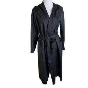 Eileen Fisher Linen Hooded Pockets Trench Coat